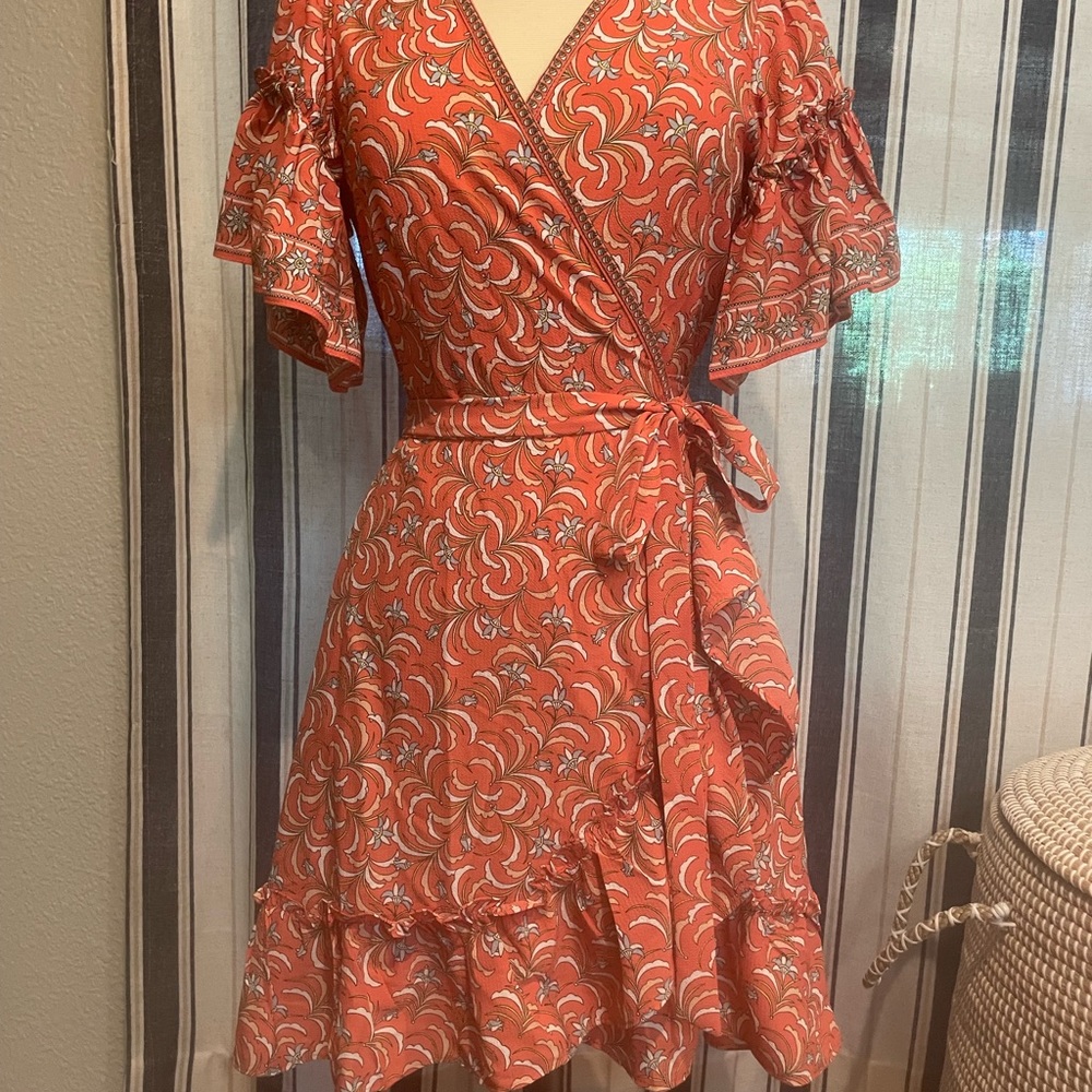New Max Studio floral wrap dress, sz M - Picture 2 of 8